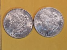 Two Brilliant About Uncirculated plus Morgan Dollars