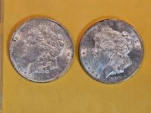 Two Brilliant About Uncirculated plus Morgan Dollars