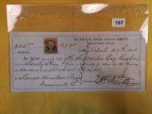 Crisp AU 1868 New York Central Railroad Payment note