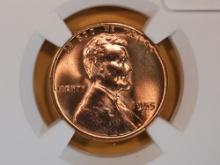 GEM! NGC 1955-S Wheat cent in Mint State 66 RED