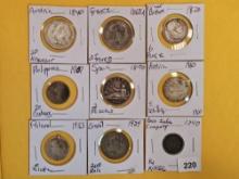 Nine little better silver World Coins