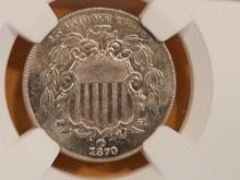 * SCARCE! NGC 1870 Shield Nickel in Mint State 63