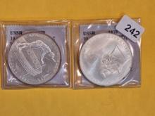 Two 1978 USSR GEM BU Silver 10 roubles