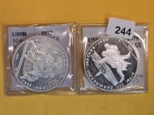 Two 1979 USSR GEM BU Silver 10 roubles