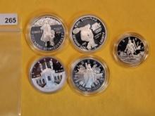 Four Proof Deep Cameo Commemorative Silver Dollars