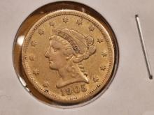 GOLD! 1905 Liberty Head $2.5 Dollar Quarter Eagle