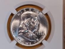 NGC 1959 Franklin Half Dollar in Mint State 64 FBL