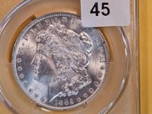 CACG 1885-O Morgan Dollar in Mint State 63