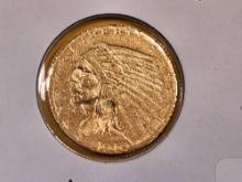 GOLD! Brilliant About Uncirculated 1910 Indian $2.5 Dollar