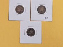 Three Flying Eagle cents