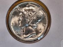 Gem Brilliant Uncirculated 1942 Mercury Dime