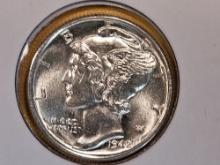 Gem Brilliant Uncirculated 1942 Mercury Dime