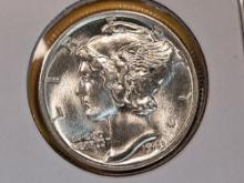 Very Choice Brilliant Uncirculated 1943-D Mercury Dime FSB