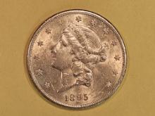 GOLD! Brilliant About Uncirculated plus 1895-S Gold Liberty Head Twenty Dollars