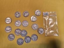 Sixteen silver Washington Quarters