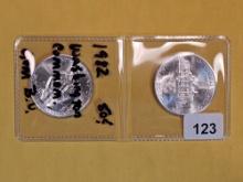 Two GEM Brilliant uncirculated 1982 Commemorative Silver Half Dollars