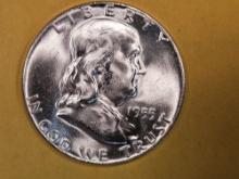 GEM Brilliant Uncirculated 1955 Franklin Half Dollar FBL