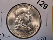 GEM Brilliant Uncirculated 1957-D Franklin Half Dollar FBL