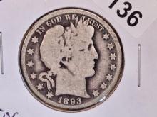 Better Date 1893-O Barber Half Dollar