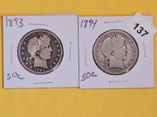 1893 and 1894 Barber Half Dollars