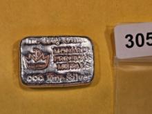 One Troy ounce .999 fine silver poured Art Bar