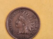 1864 Bronze Indian Cent in Extra Fine