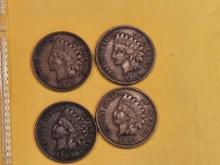 Four 1909 Indian Cents