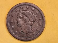 1847 Braided Hair Large Cent