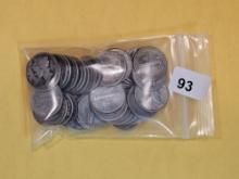 Fifty silver Mercury Dimes