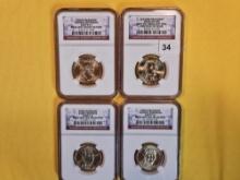 Four NGC-graded Brilliant Uncirculated Presidential Dollars