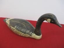 Early Hand Carved Glass Eye Cedar Canada Goose Decoy