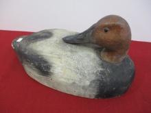 Preening Canvasback Drake Carved Balsa Wood Decoy