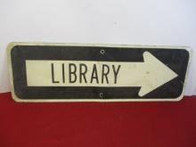 Reflective Heavy Metal Library Directional Sign