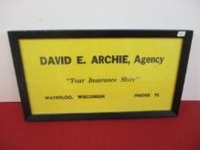 *LOCAL ITEM-David E. Archie, Insurance Agency Cardstock Advertising Sign