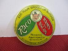 Raco Hams & Bacon Celluloid Advertising Button