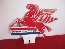 Mobil Oil America First Pegasus License Plate Topper