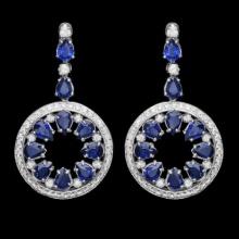 14K Gold 16.08ct Sapphire 3.44ct Diamond Earrings