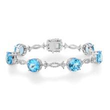 14K White Gold Setting with 24.28ct Blue Topaz and 1.13ct Diamond Bracelet