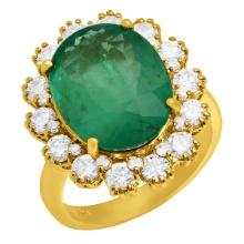 14k Yellow Gold 6.84ct Emerald 1.43ct Diamond Ring