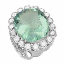 14k White Gold 15.96ct Aquamarine 1.85ct Diamond Ring