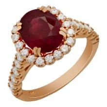 14k Rose Gold 4.34ct Ruby 1.07ct Diamond Ring