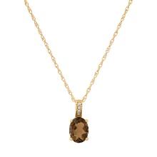 14K Yellow Gold Setting with 1.24ct Smokey Quartz and 0.08ct Diamond LALI Designor Pendant