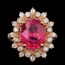 14K Rose Gold 4.23ct Ruby and 0.62ct Diamond Ring