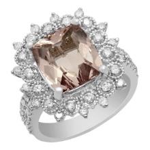 14k White Gold 3.79ct Morganite 0.92ct Diamond Ring