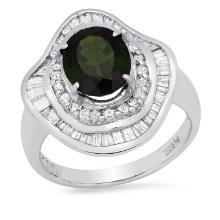 Platinum Setting with 2.51ct Tourmaline and 1.08ct Diamond Ladies Ring