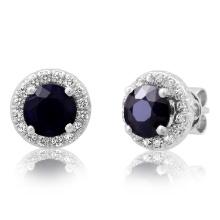 18K White Gold Settings with 4.09ct Sapphire and 0.60ct Diamond Earrings