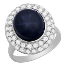 14k White Gold 8.68ct Sapphire 1.12ct Diamond Ring