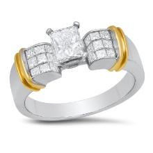 18K White and Yellow Gold Setting with 1.05ct Center and TW 1.6ct Diamond Ladies Ring