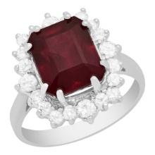 14k White Gold 6.14ct Ruby 0.75ct Diamond Ring