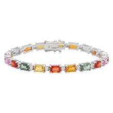 18K Gold 14.58ct Fancy Color Sapphire 0.87ct Diamond Bracelet